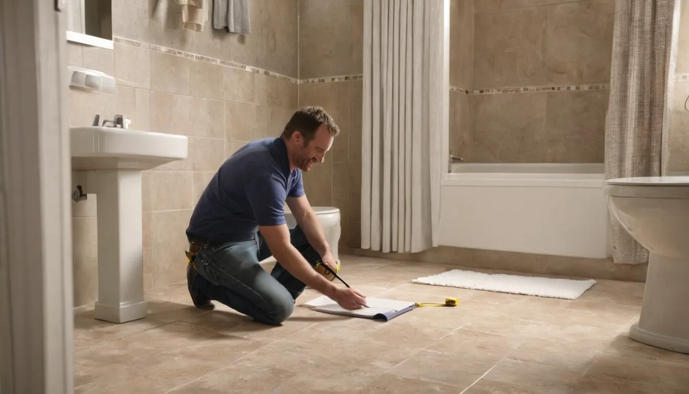 A provider showing a homeowner bathroom measurements in the Santa Monica area