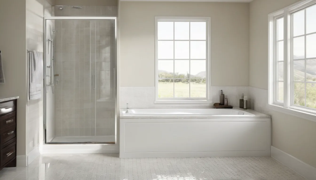 Senior homeowner smiling beside a new walk-in tub in a bright bathroom in the Santa Monica area